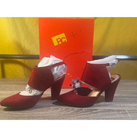 BC Footwear Shoes - BC Footwear On The Sly Oxblood Red Pointed Toe Block Heel Pumps Size 9 NB05582